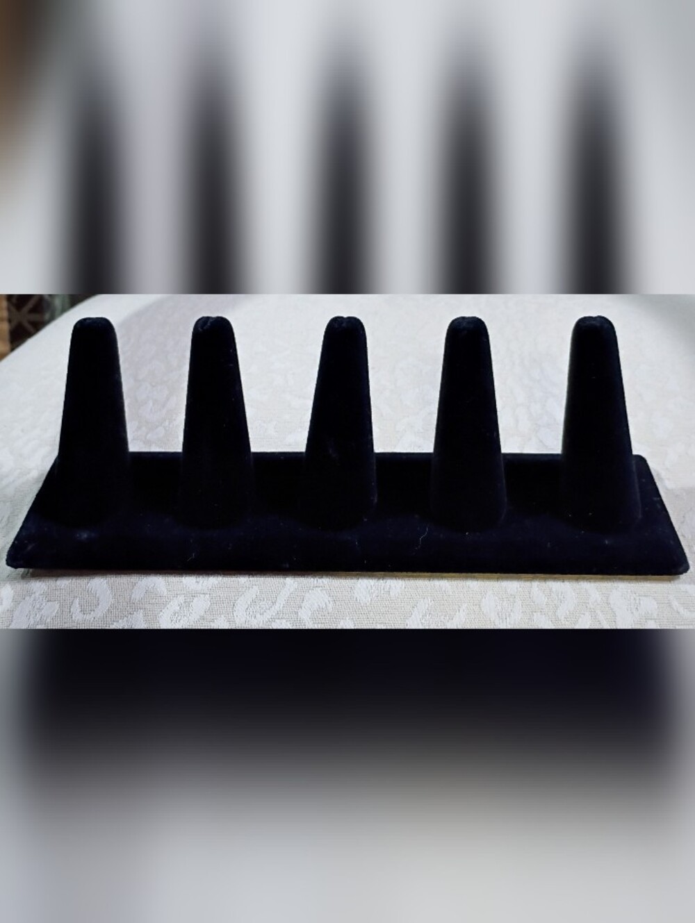 Velvet Ring Display Stand in Black - 5-Tier Finger Holder